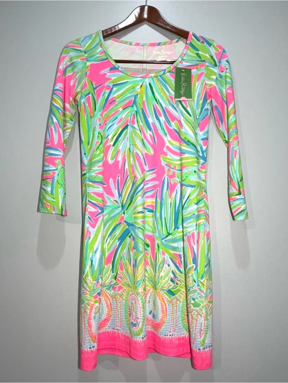 NWT Lilly PulitzerBeacon Dress Tiki Pink Royal Lime Print Size XS